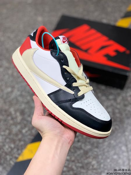 Travis Scott x Fragment x Air Jordan 1 Low 2021新款 喬丹倒鉤男女款休閒板鞋