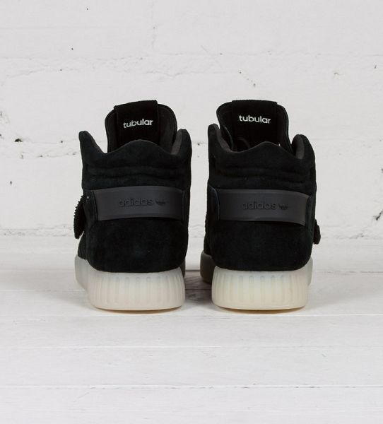 adidas tubular invader 简版750系列 平民版小椰子高帮时尚情侣鞋 黑