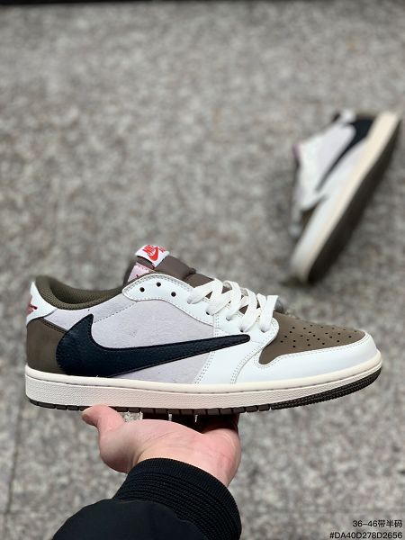 fragment design x Travis Scott x Nike Air Jordan 1 Low OG SP BlackGreen Toe 聯合款 男女低幫休閒運動鞋