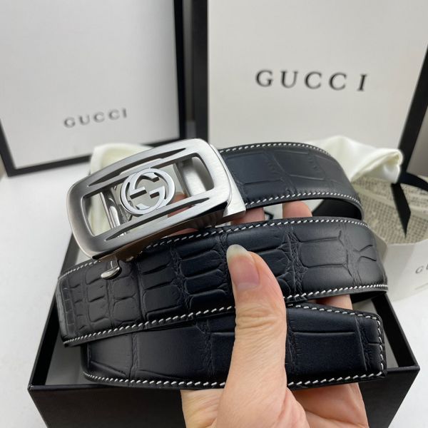 gucci皮帶 古馳2022新款皮帶 HF032902頭層牛皮鱷魚紋百搭腰帶