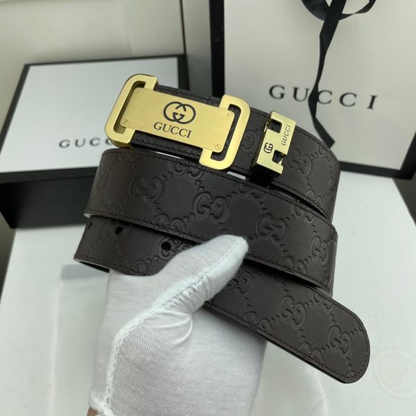 gucci皮帶 古馳2022新款皮帶 HF032914頭層牛皮壓花紋百搭腰帶