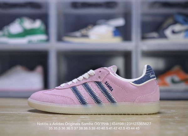 Notitle x Adidas Originals Samba OG Pink 桑巴舞系列 全新男女款聯名粉牛仔深藍低幫休閒運動板鞋