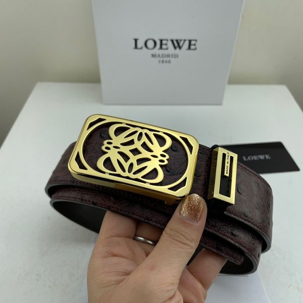 loewe皮帶 邏威2022新款 HF052201牛皮鴕鳥紋時尚腰帶