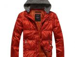 ck羽絨外套 2014冬季新款 66154款時尚連帽保暖男裝 橙紅色